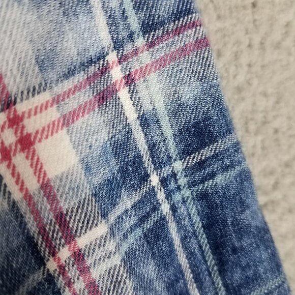 Tommy Bahama Button Up Shirt Adult XXL Plaid Acid Wash Blue Casual Beach Men's - Picture 6 of 13